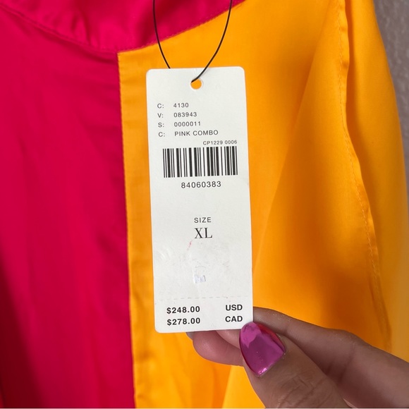 Anthropologie Pinnacle Shruti Sancheti Ruffled Dress Mock Neck Colorblock XL L - Picture 7 of 13